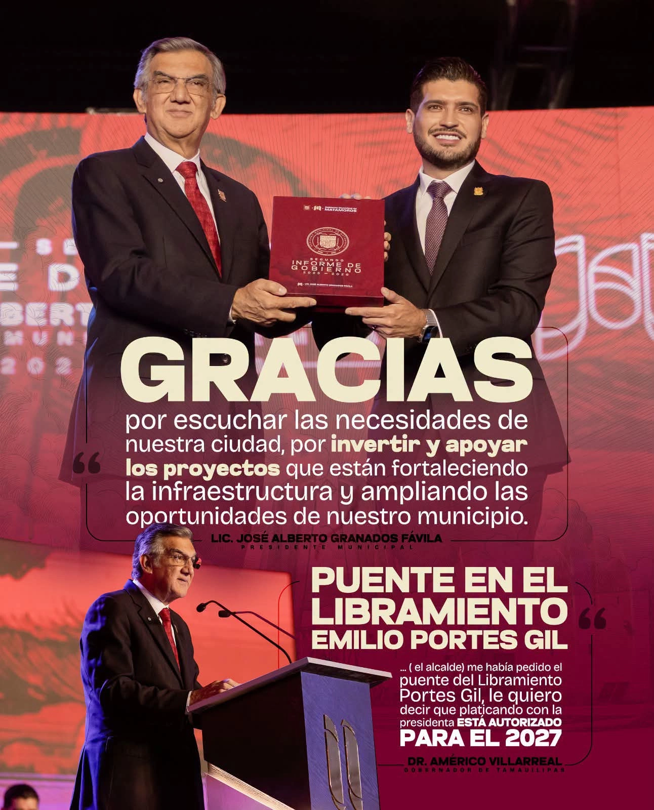 Américo Villarreal aprueba puente en el libramiento Portes Gil para 2027